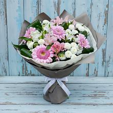 Букет цветов из:  Герберы, Альстромерии и Хризантемы в Старобачатах