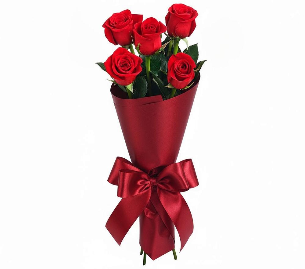 Букет 5 Красных роз Эдлесс Лав в Старобачатах