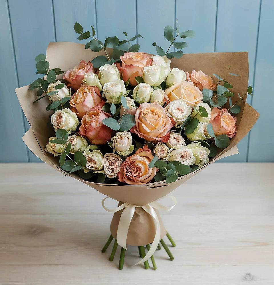 Букет цветов из: Альстромерии и Розы в Старобачатах