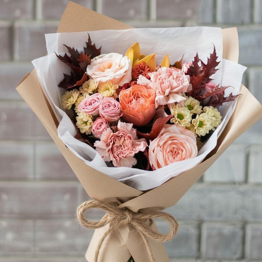 Букет цветов из: Гвоздики, Хризантемы и Розы в Старобачатах