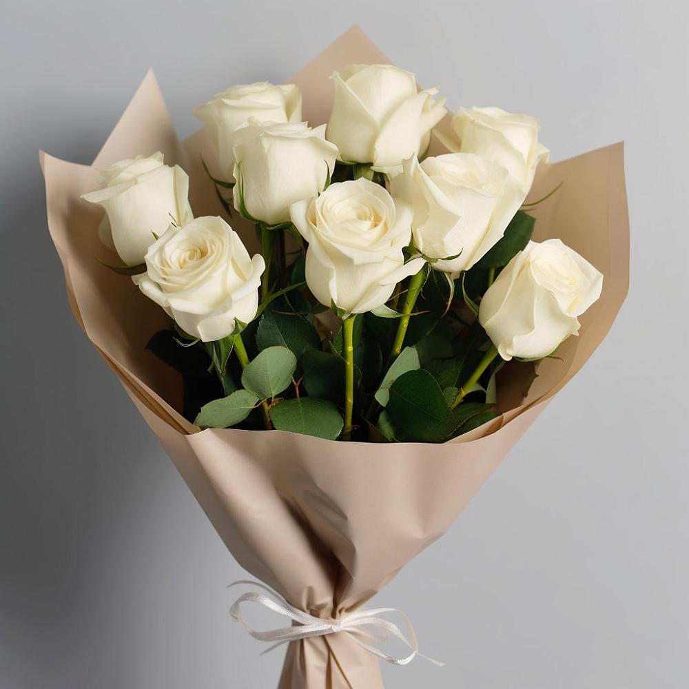 Букет 9 Белых роз Эдлесс Лав в Старобачатах