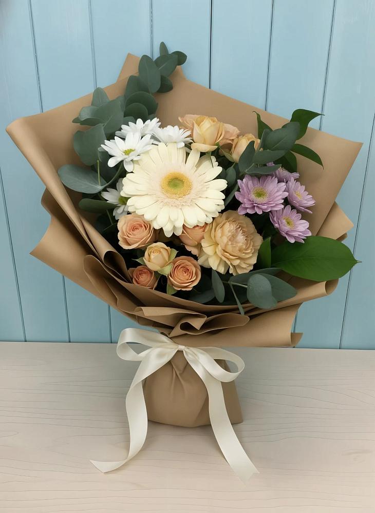 Букет цветов из: Герберы и Хризантемы в Старобачатах