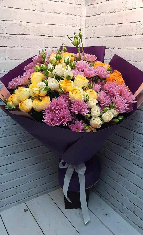 Букет цветов из: Хризантемы и Розы в Старобачатах