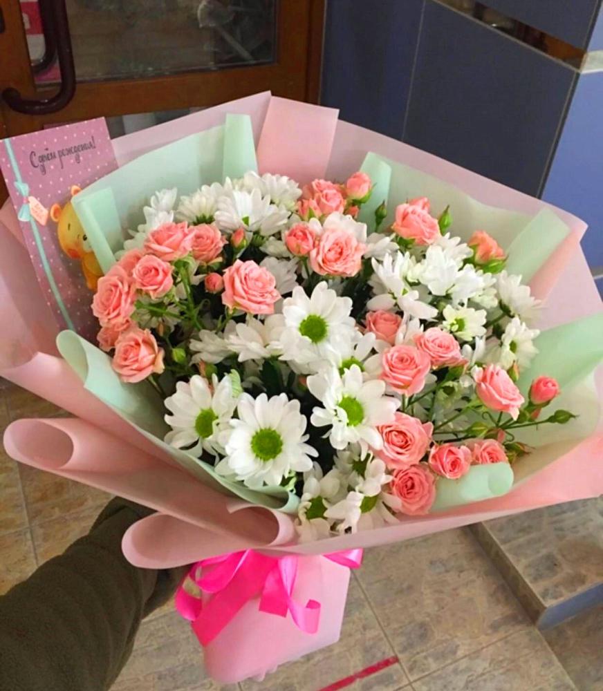 Букет цветов из: Розы и Хризантемы в Старобачатах