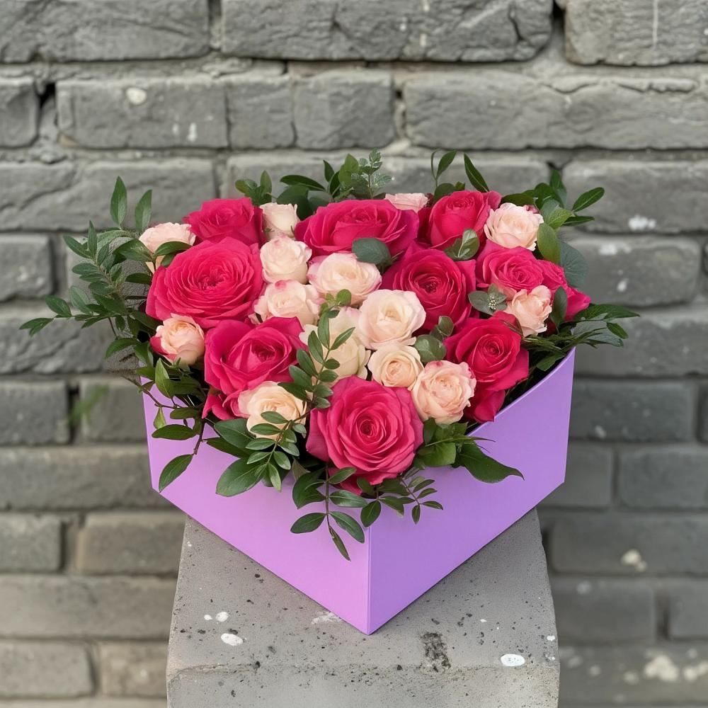 Цветочная композиция из Розы в коробке в Старобачатах