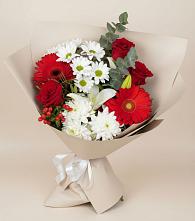 Букет цветов из:  Розы, Хризантемы, Герберы и Лилии #REPLACE_PRED# Старобачатах