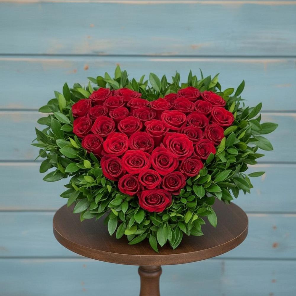 Цветочная композиция из Розы в виде сердца в Старобачатах