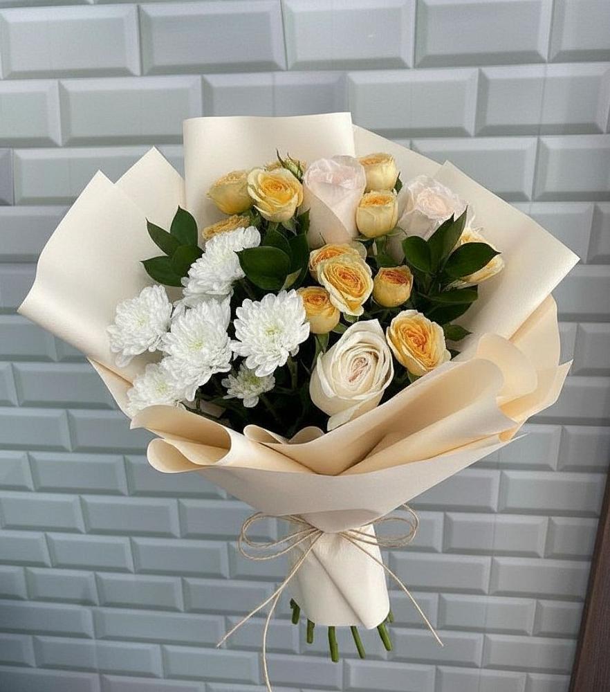 Букет цветов из: Розы и Хризантемы в Старобачатах