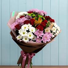 Букет цветов из:  Розы, Хризантемы и Альстромерии в Старобачатах